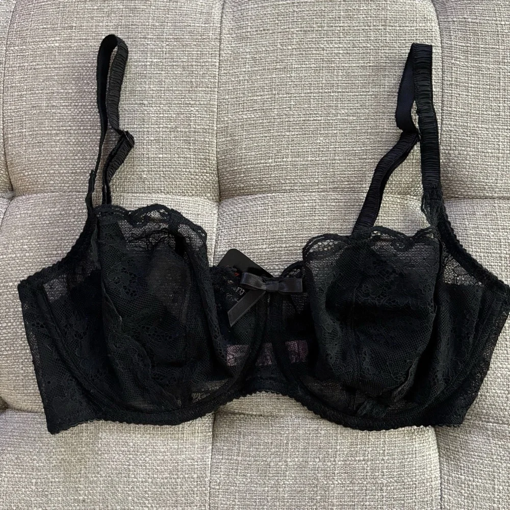 Agent Provocateur Love Black French Lace Full Cup Bra Size 36E